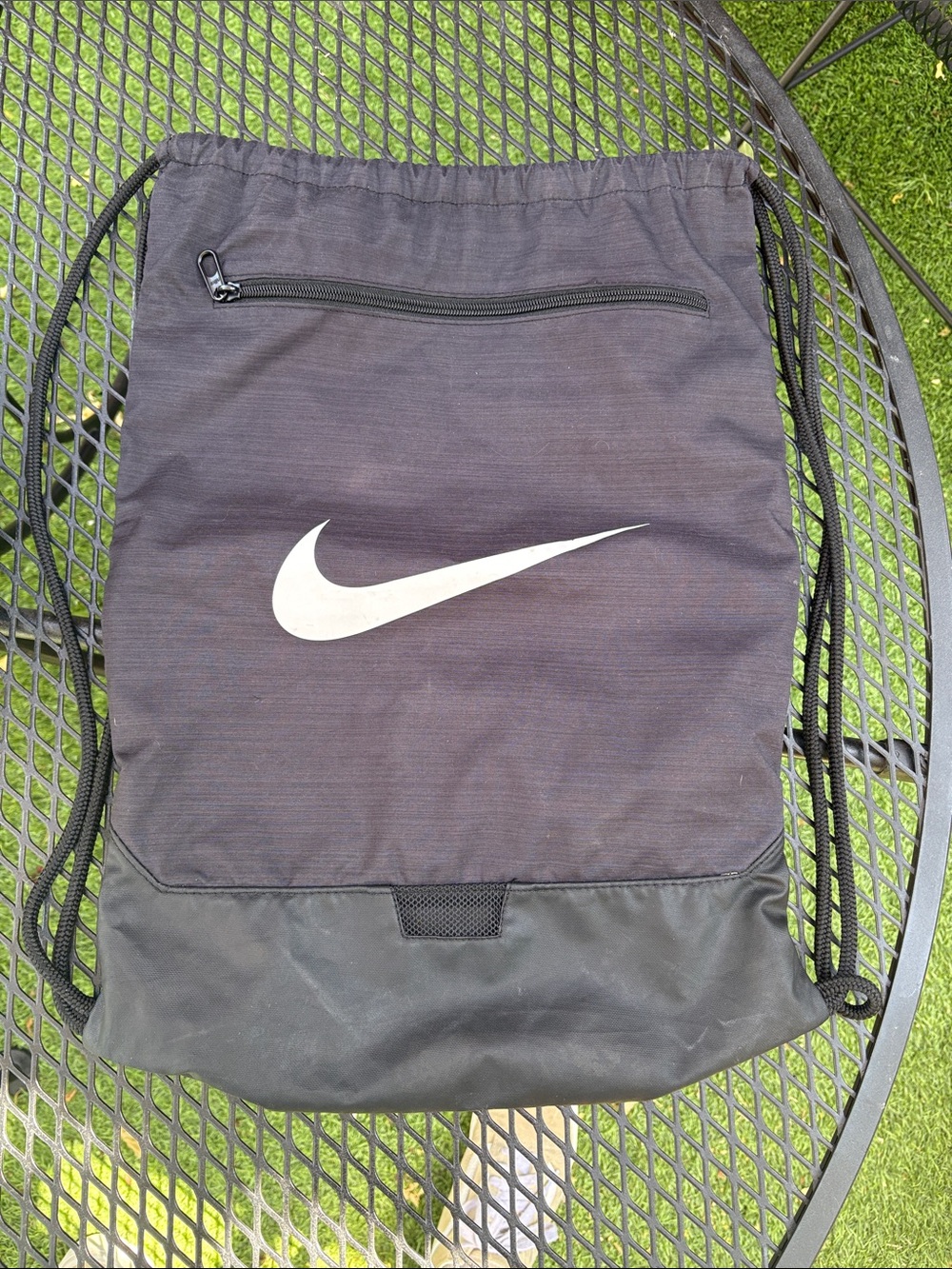 Nike Black Drawstring Backpack with White Swoosh